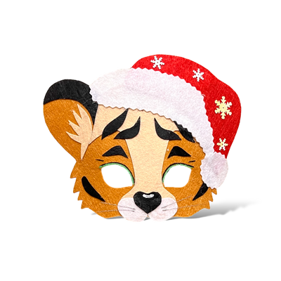 Маска Тигр в новорічній шапці фото