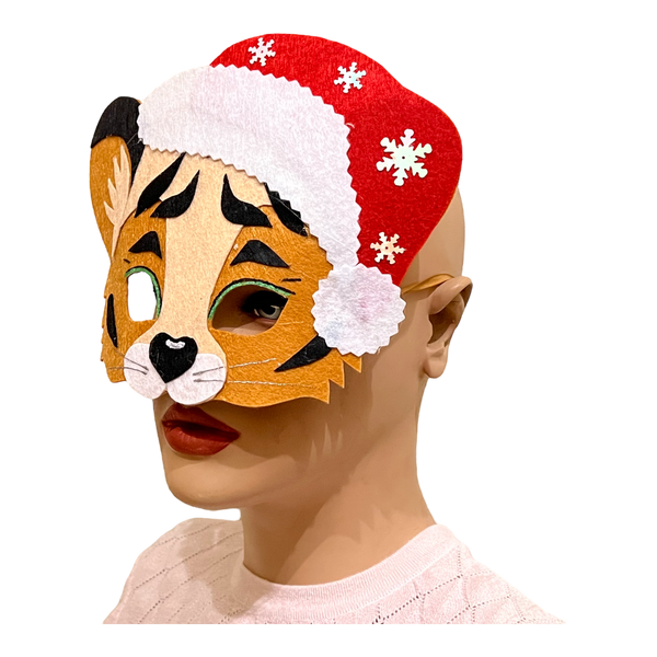 Маска Тигр в новорічній шапці фото
